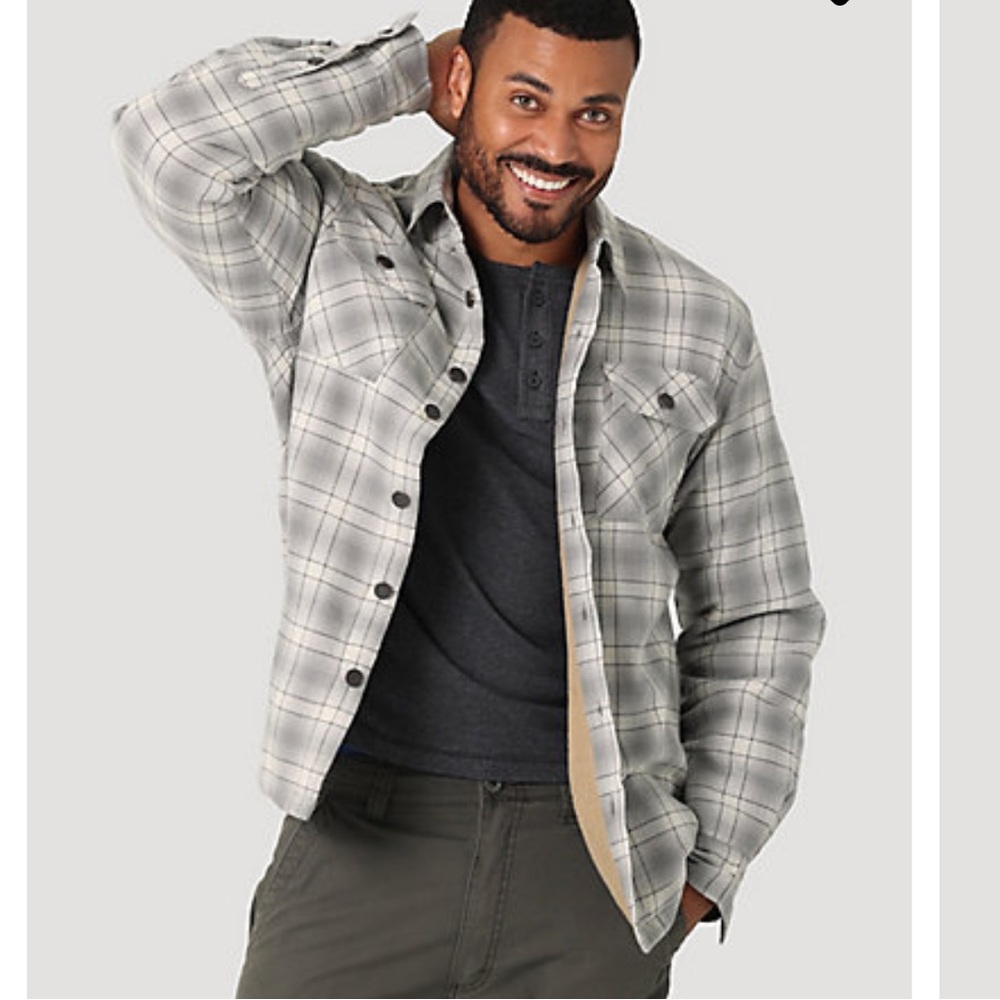 NWT Wrangler HEAVYWEIGHT Plaid Sherpa Lined Shirt Jacket Mens Large Tall